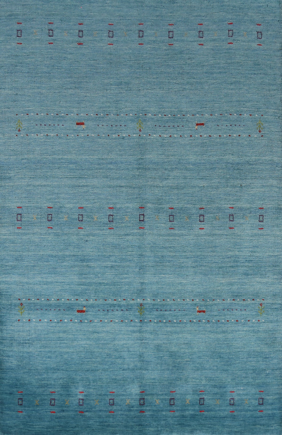 Light Blue Tribal Gabbeh Indian Area Rug 5x8