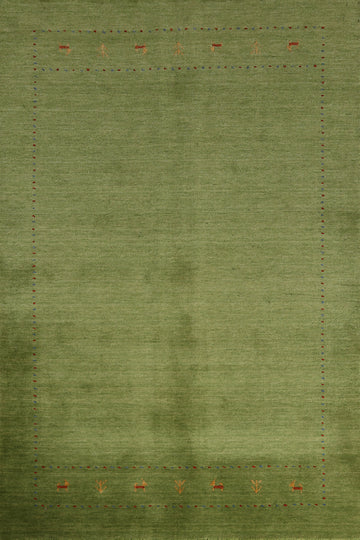 Green Wool Handmade Gabbeh Indian Area Rug 5x8