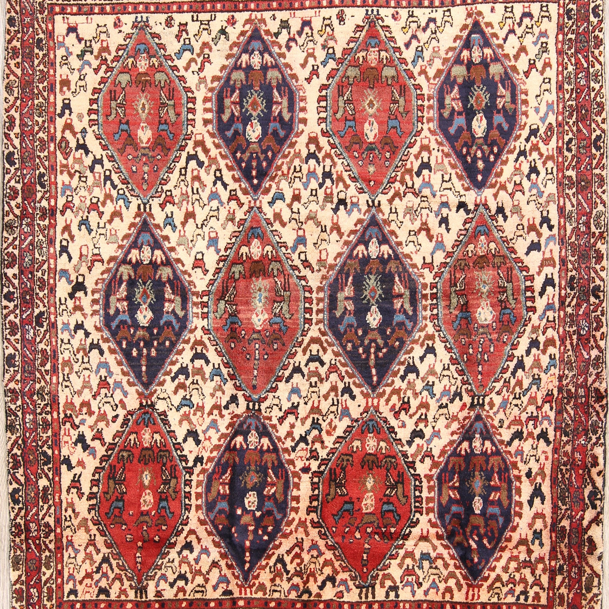 Antique Tribal Shiraz Abadeh Persian Area Rug 4x5