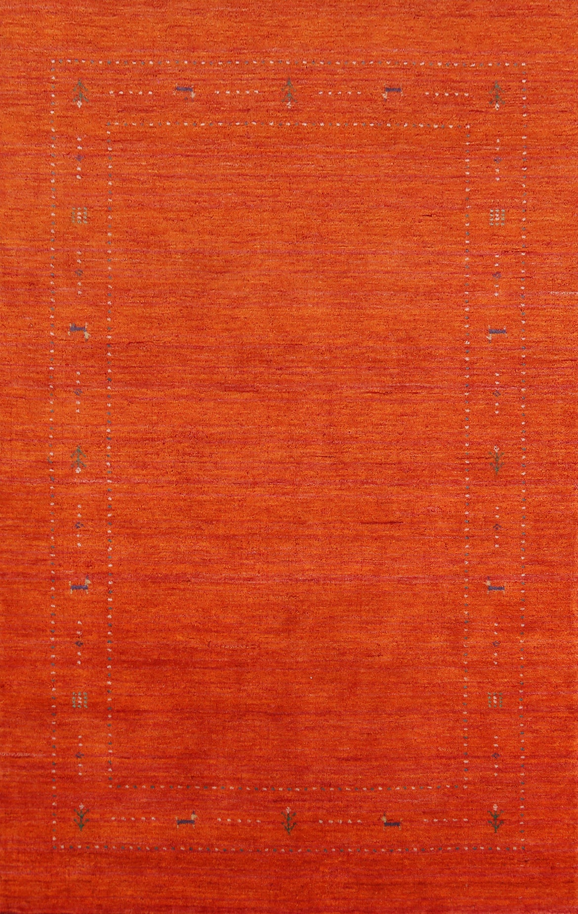 Handmade Wool Orange Gabbeh Indian Area Rug 5x8