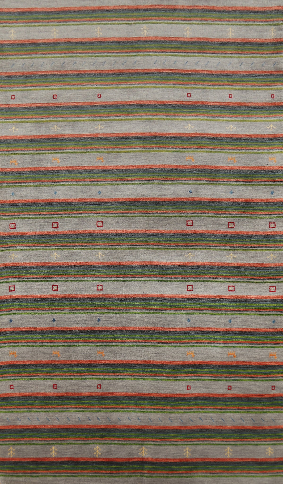 Striped Wool Gabbeh Indian Area Rug 5x10