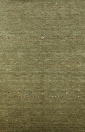 Green Tribal Gabbeh Indian Area Rug 5x8