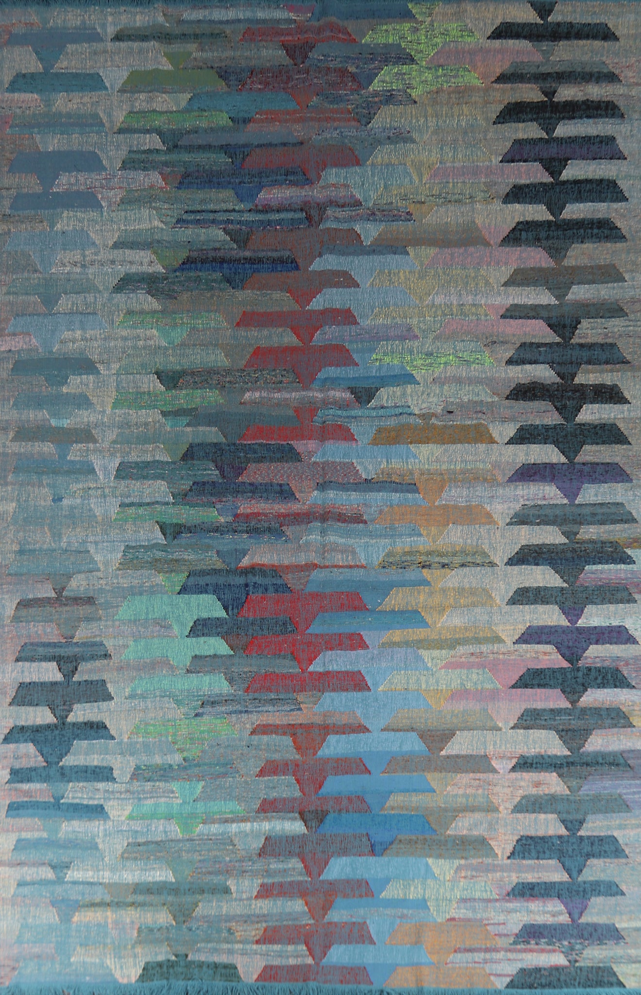 All-Over Wool Modern Kilim Turkish Large Rug 10x14