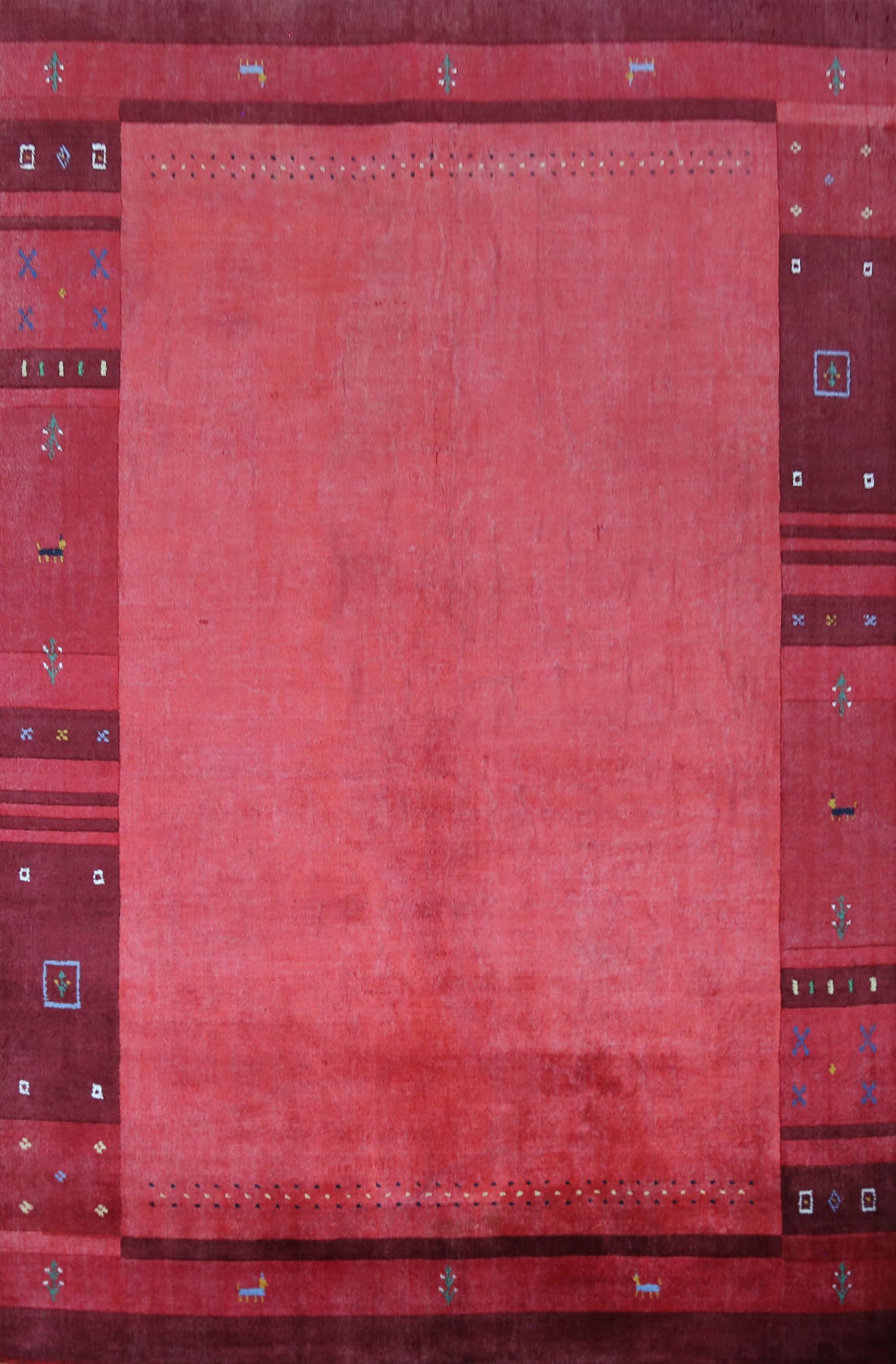 Animals Pink Wool Gabbeh Indian Area Rug 5x8