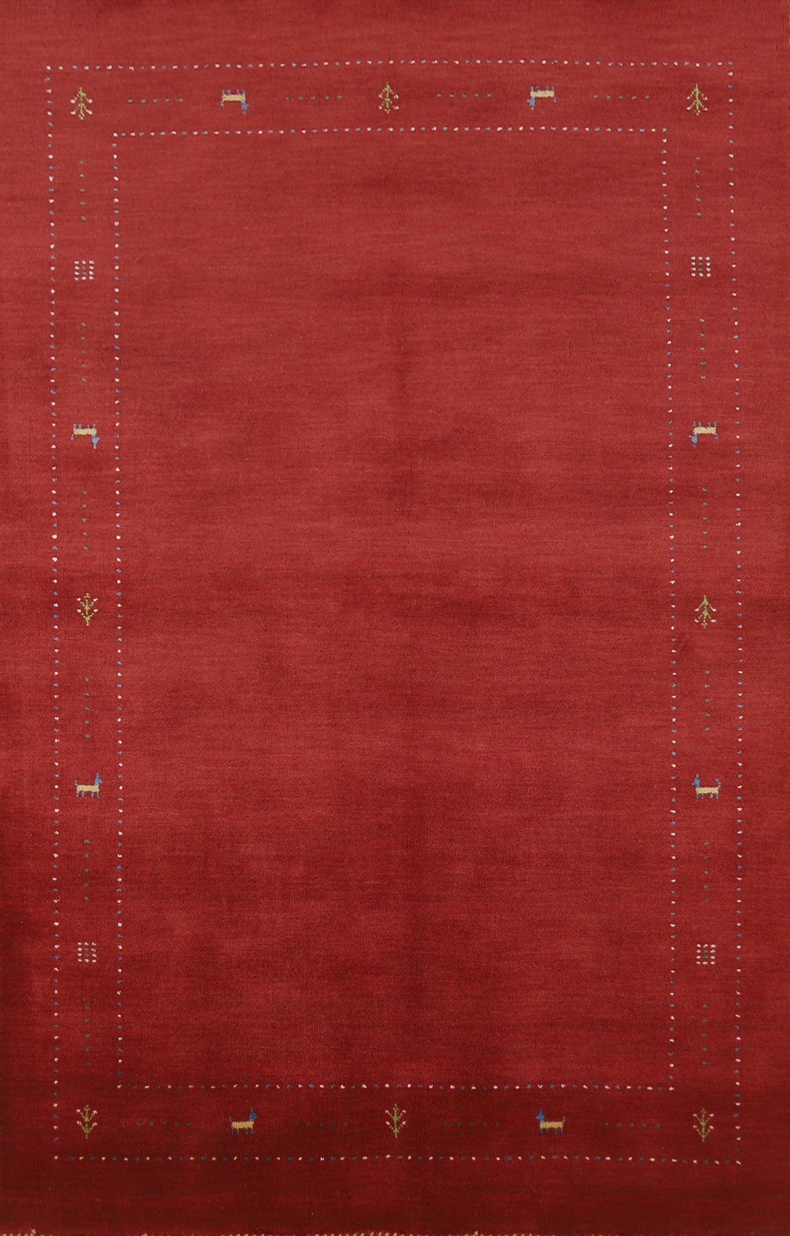 Tribal Red Wool Gabbeh Indian Area Rug 5x8