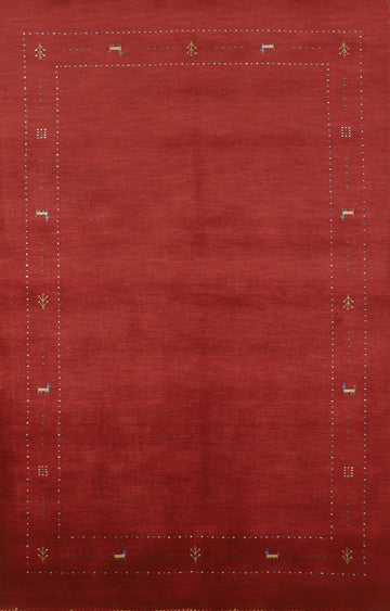 Tribal Red Wool Gabbeh Indian Area Rug 5x8