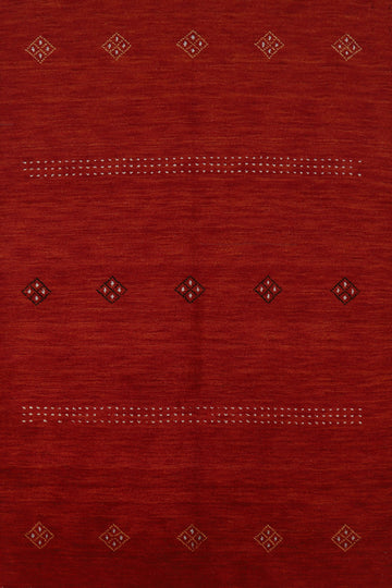 Handmade Red Wool Gabbeh Indian Rug 5x6