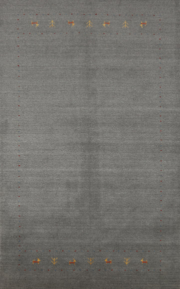 Gray Wool Handmade Gabbeh Indian Area Rug 5x8