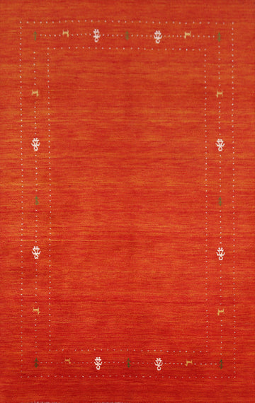 Orange Tribal Gabbeh Indian Area Rug 5x8