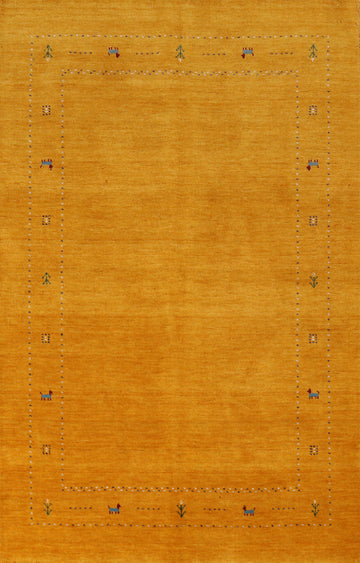 Gold Wool Gabbeh Indian Area Rug 5x8