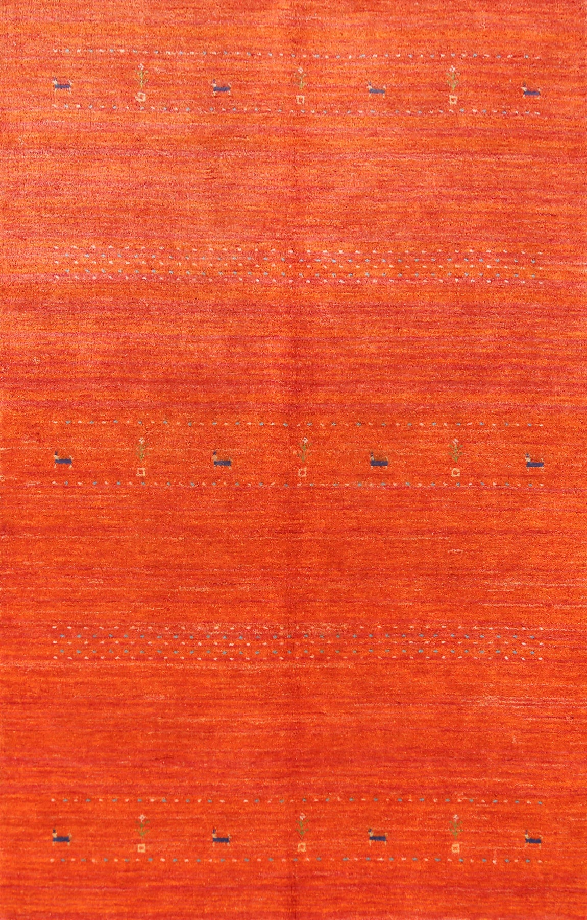 Orange Wool Tribal Gabbeh Indian Area Rug 5x8