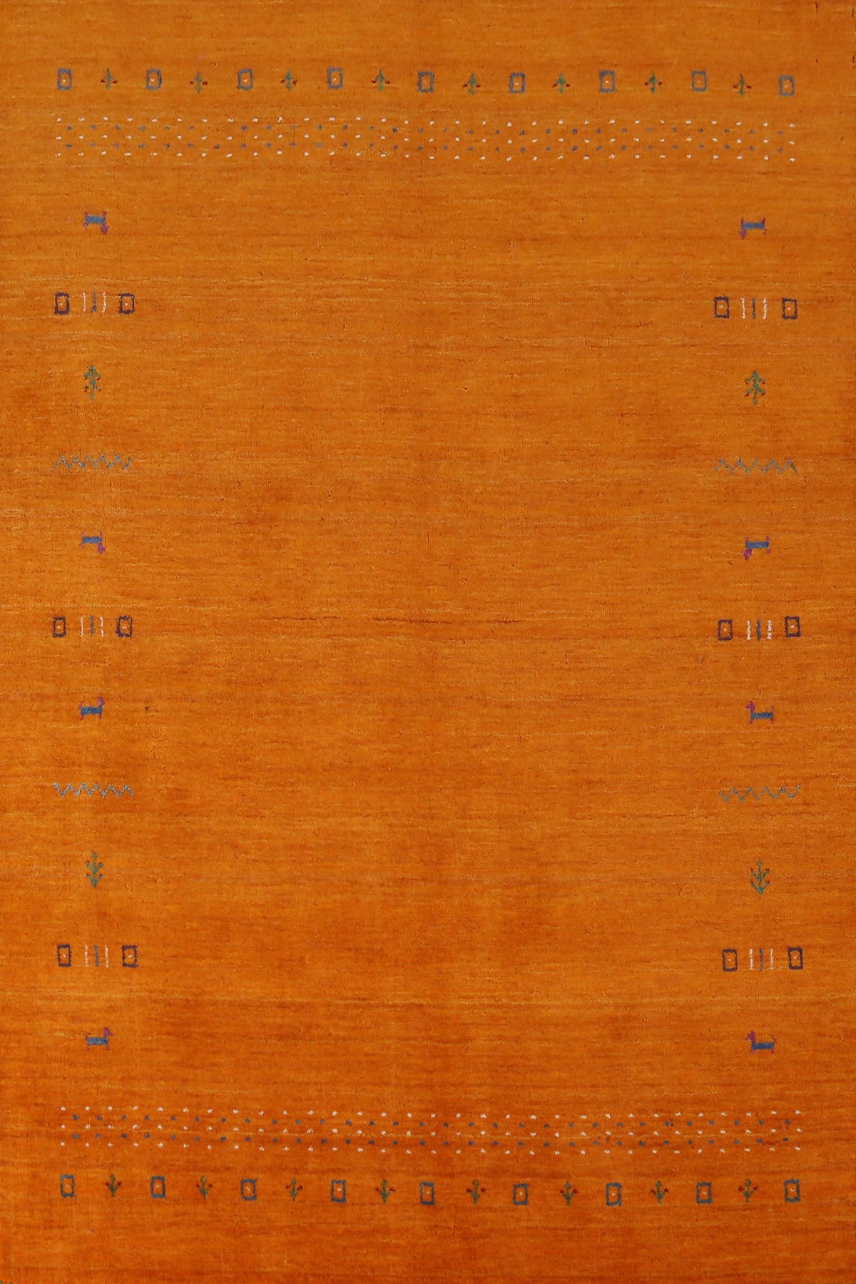 Orange Wool Tribal Gabbeh Indian Area Rug 5x8