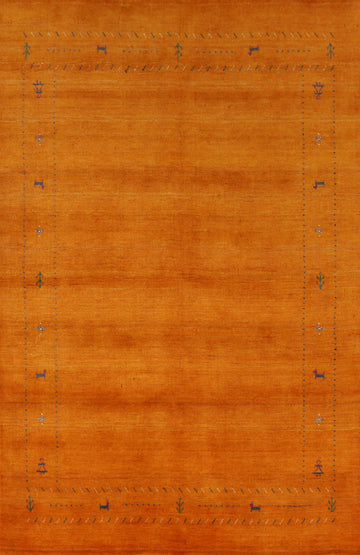 Orange Wool Gabbeh Indian Area Rug 5x8