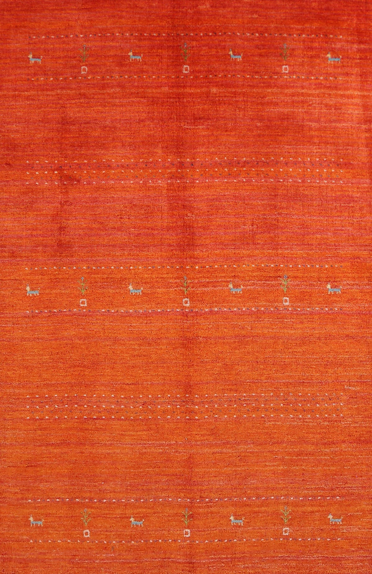 Orange Wool Tribal Gabbeh Indian Area Rug 5x8