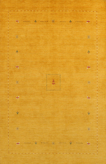 Yellow Gold Wool Gabbeh Indian Area Rug 5x8