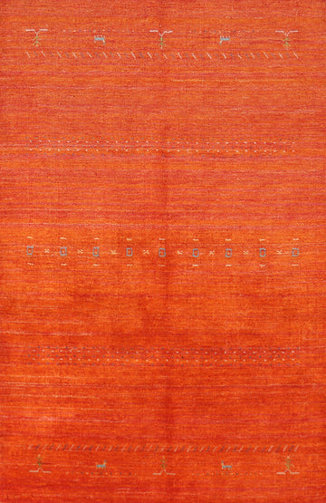 Rust Wool Gabbeh Indian Area Rug 5x8