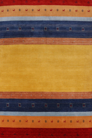 Striped Wool Gabbeh Indian Area Rug 6x10