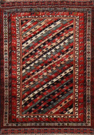 Tribal Geometric Wool Turkoman Persian Rug 4x6