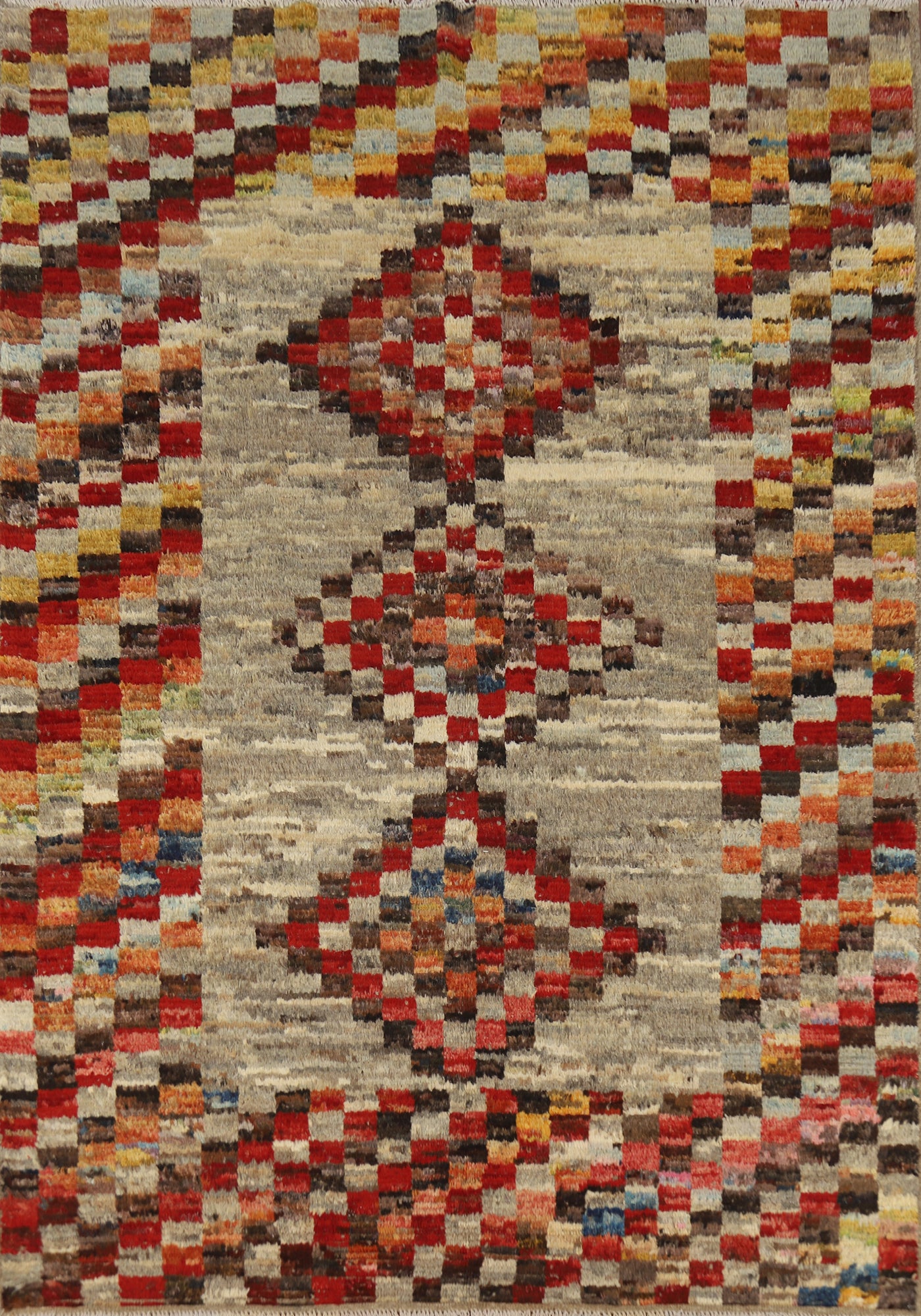 Checkered Wool Moroccan Oriental Area Rug 6x8