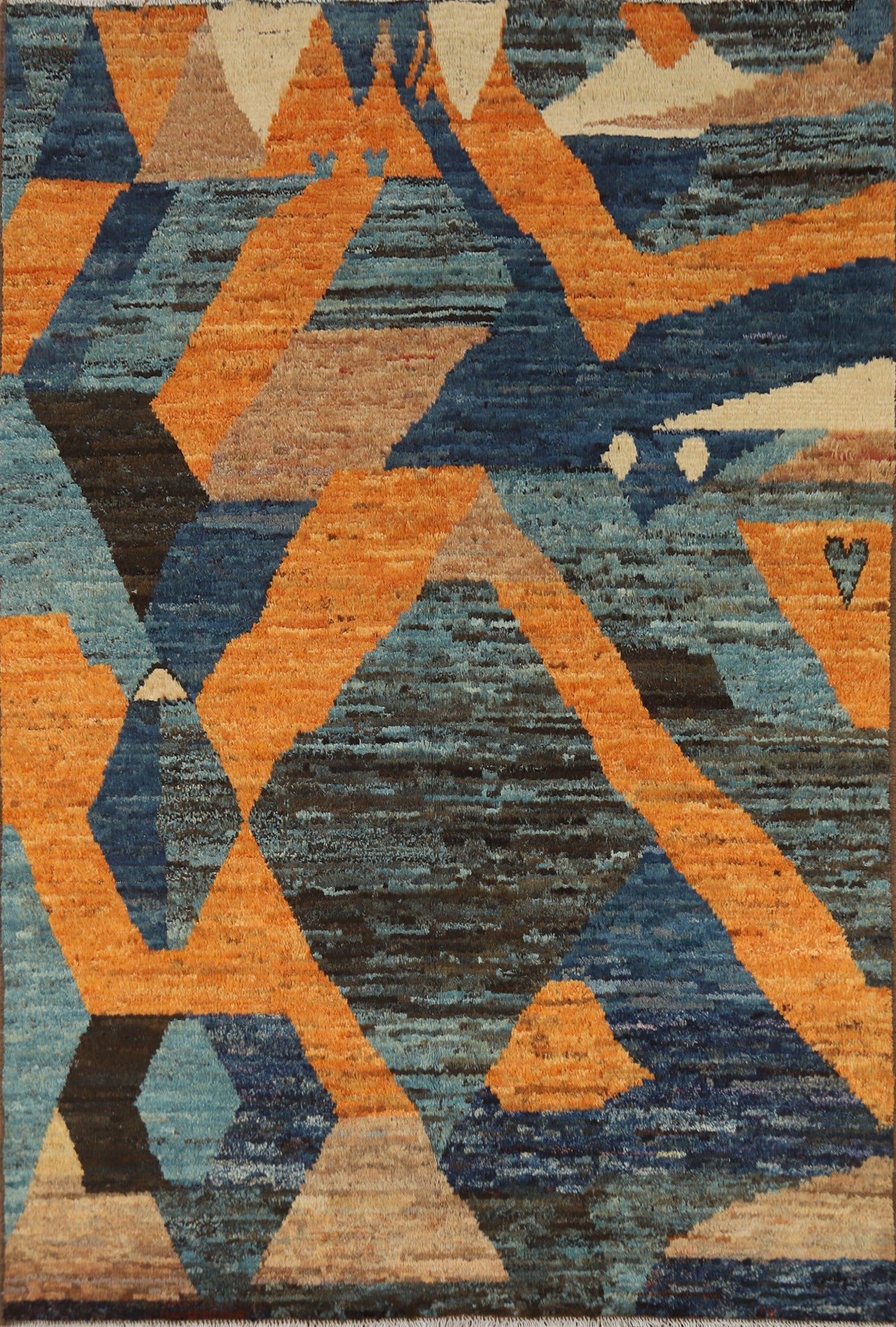 Abstract Wool Geometric Moroccan Oriental Area Rug 5x8