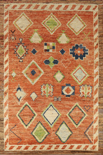 Orange Geometric Moroccan Oriental Area Rug 7x10