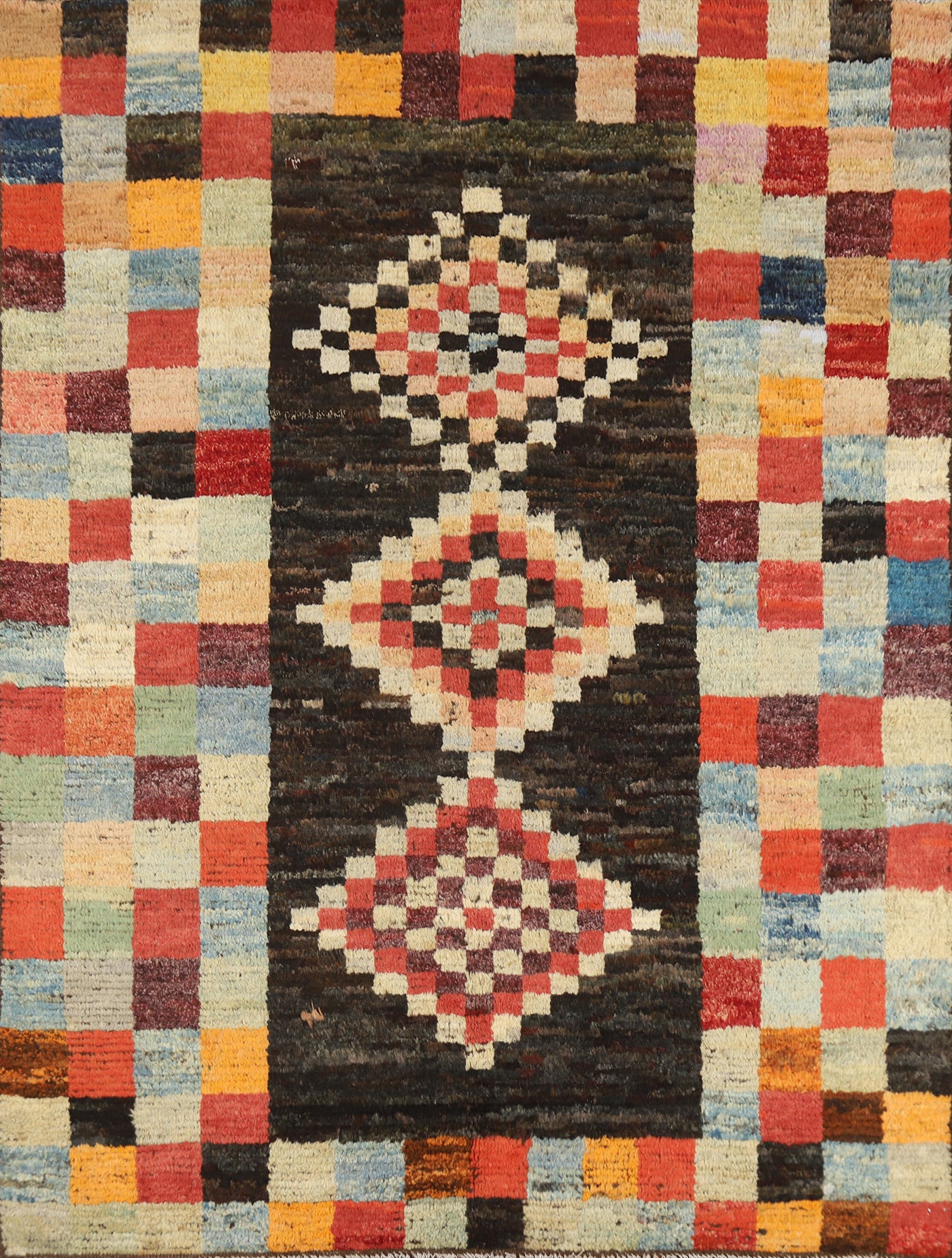 Checkered Wool Moroccan Oriental Rug 5x6