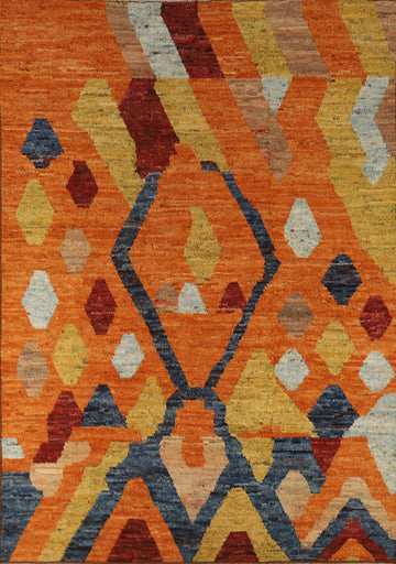 Geometric Wool Moroccan Oriental Area Rug 7x10