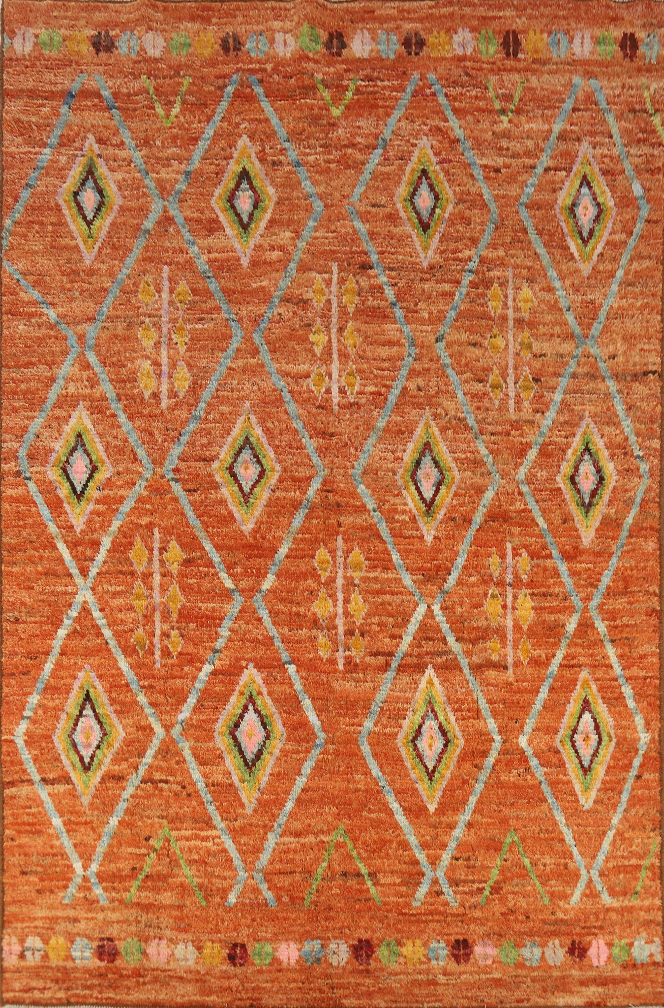 Orange Geometric Moroccan Oriental Area Rug 7x10