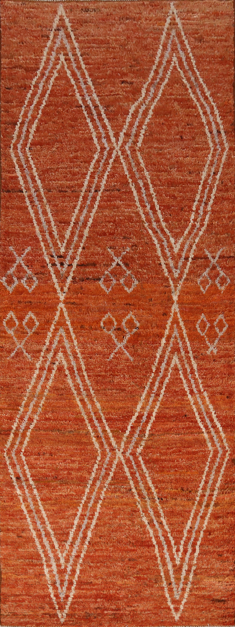 Orange Wool Moroccan Oriental Runner Rug 3x10