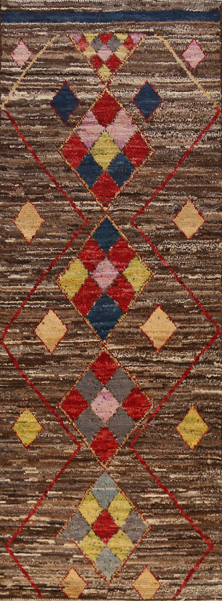 Brown Geometric Moroccan Oriental Runner Rug 3x10