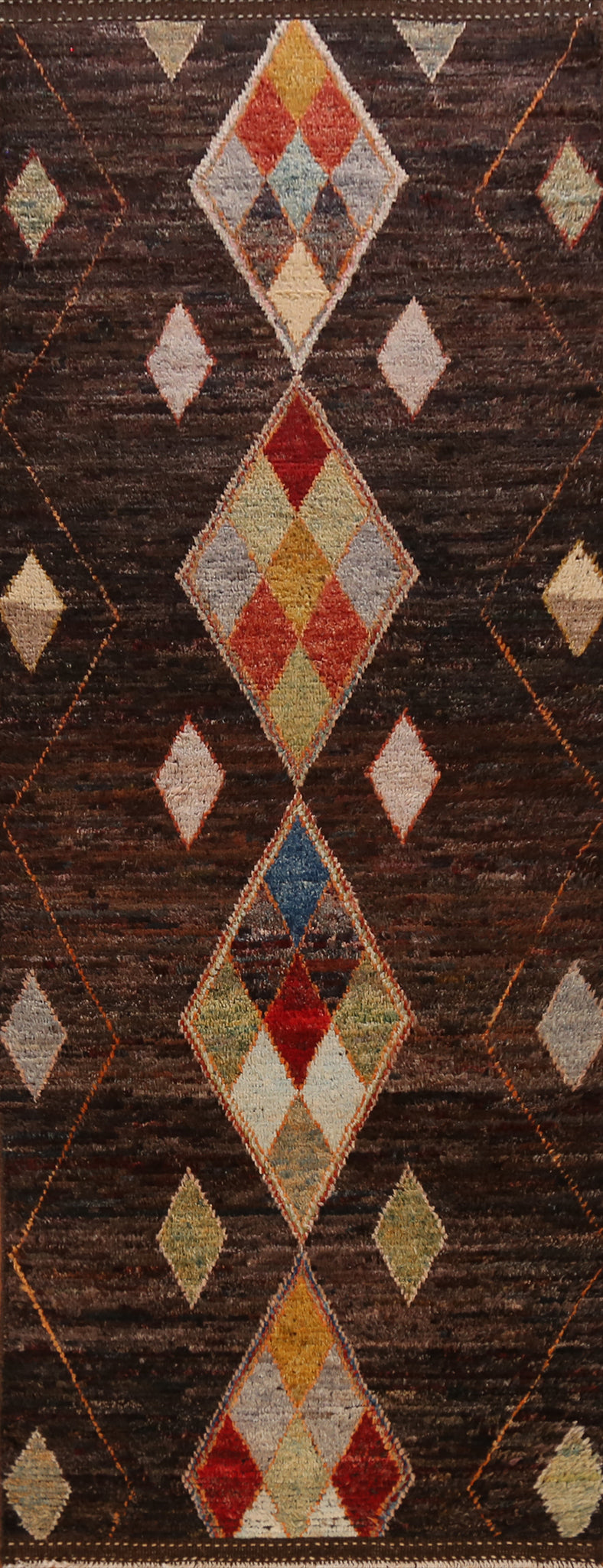 Geometric Wool Moroccan Oriental Runner Rug 3x10