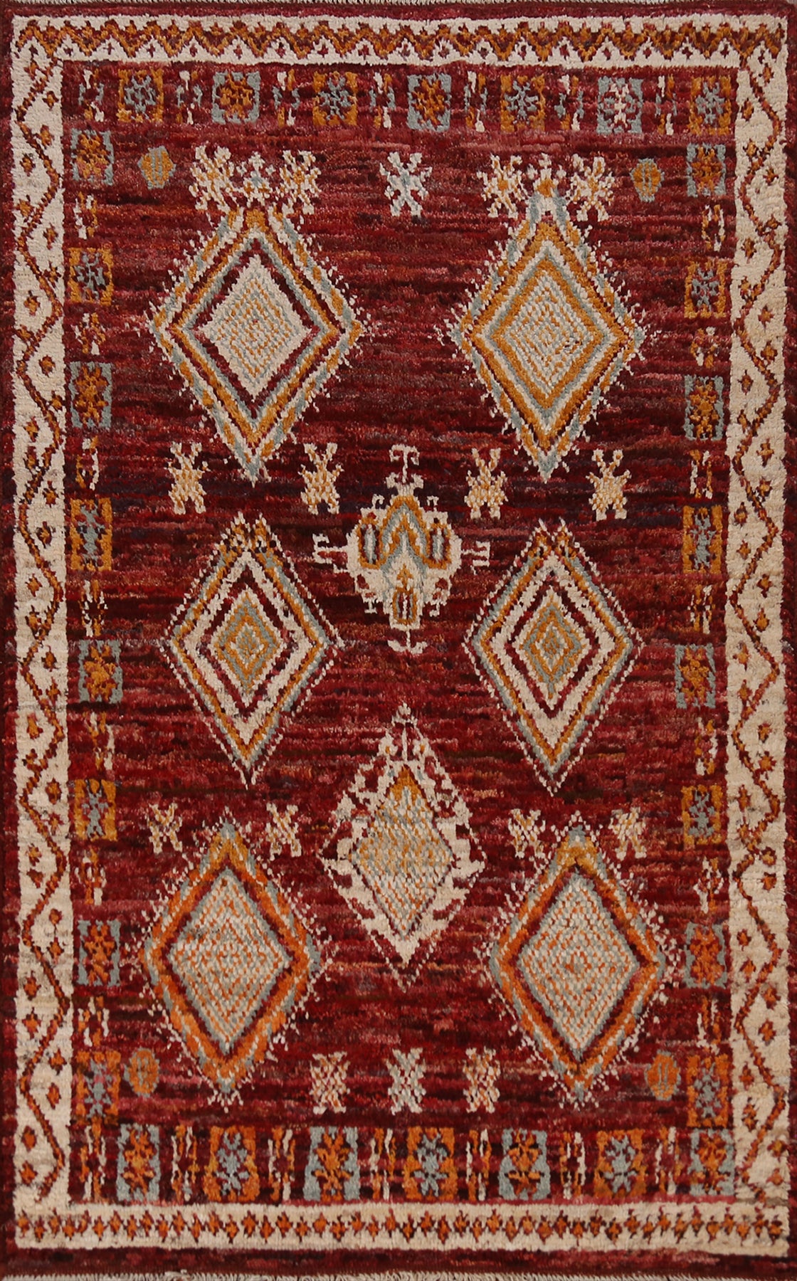 Red Geometric Moroccan Oriental Rug 4x6