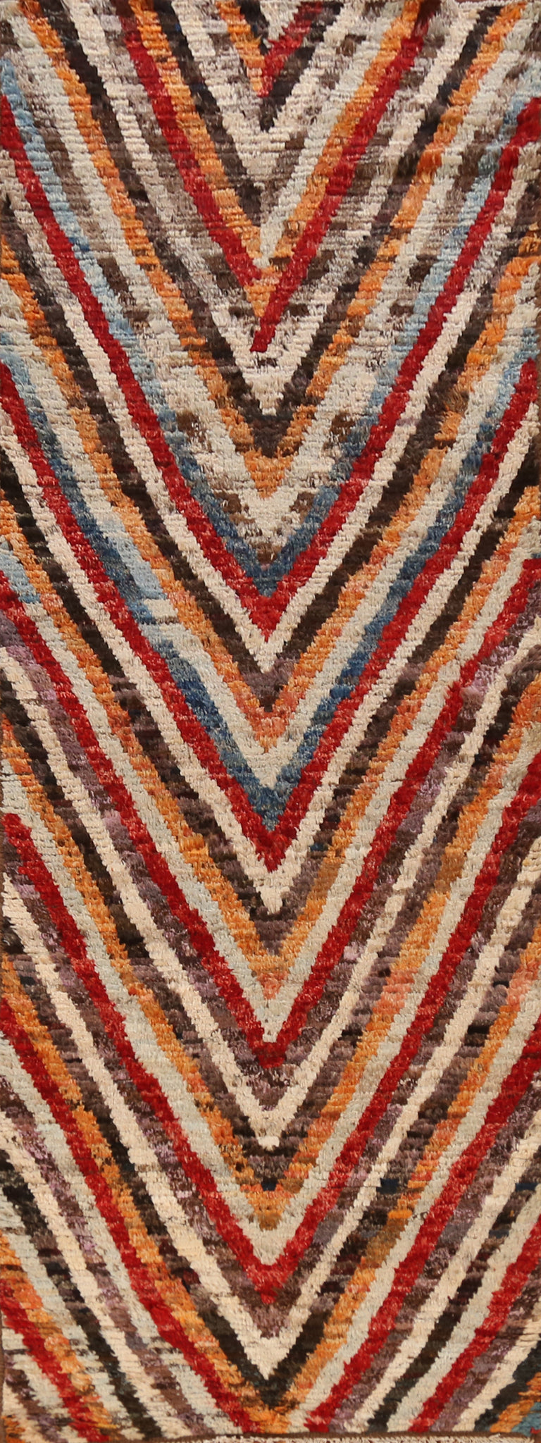 Chevron Style Moroccan Oriental Runner Rug 3x10