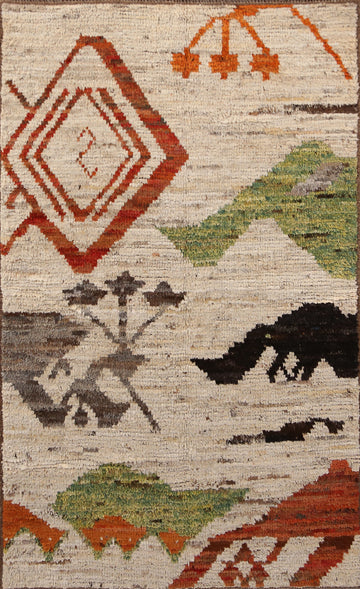 Handmade Wool Moroccan Oriental Rug 4x7