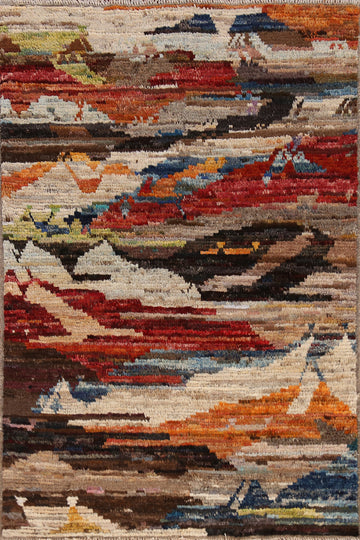 Abstract Wool Moroccan Oriental Rug 4x6