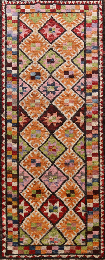 Geometric Wool Moroccan Oriental Runner Rug 4x13