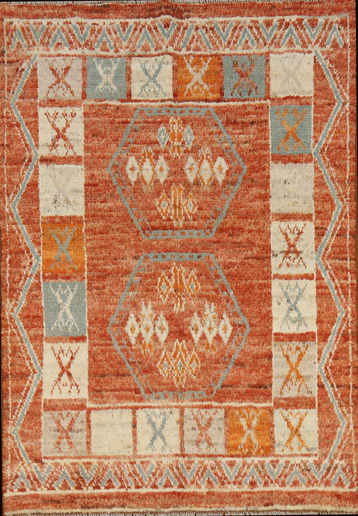 Orange Geometric Moroccan Oriental Rug 4x6