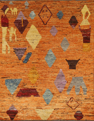 Orange Tribal Wool Moroccan Oriental Rug 5x6