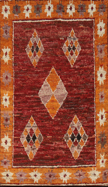 Geometric Wool Moroccan Oriental Rug 3x6