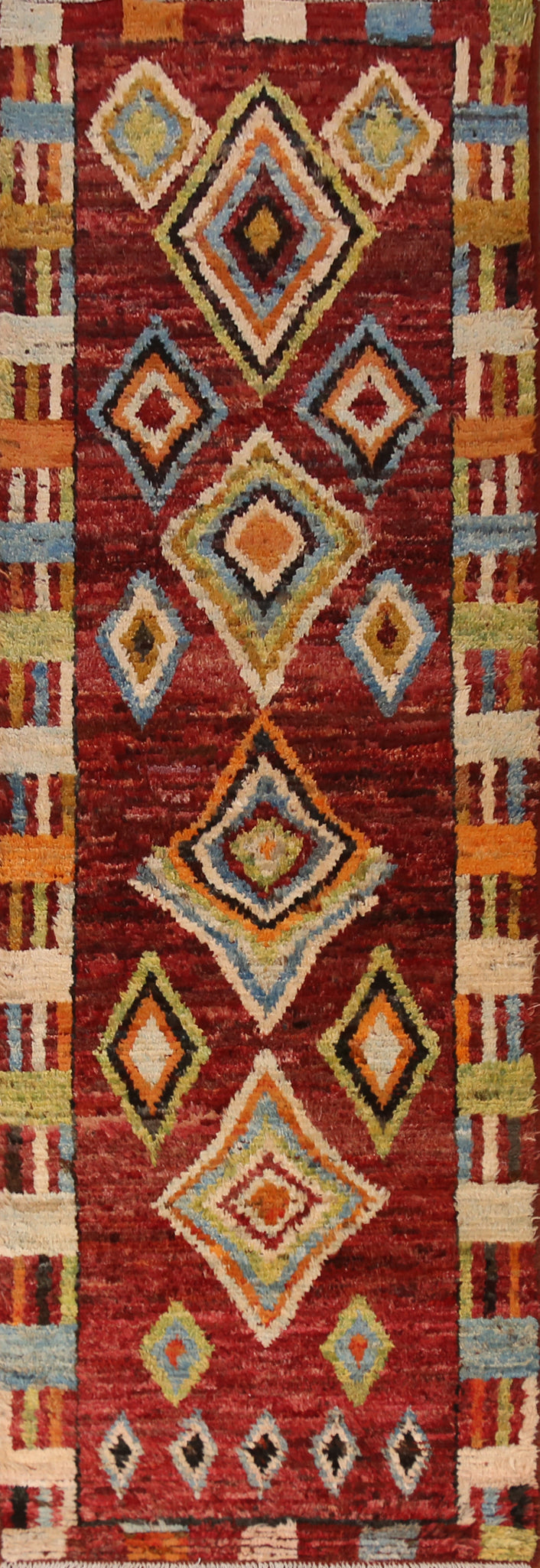 Geometric Wool Moroccan Oriental Runner Rug 3x10