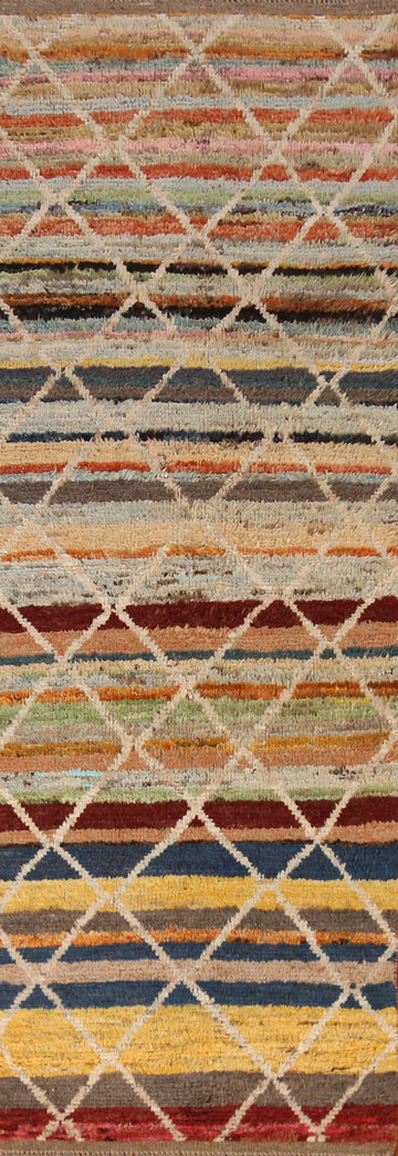 Trellis Wool Moroccan Oriental Runner Rug 3x10