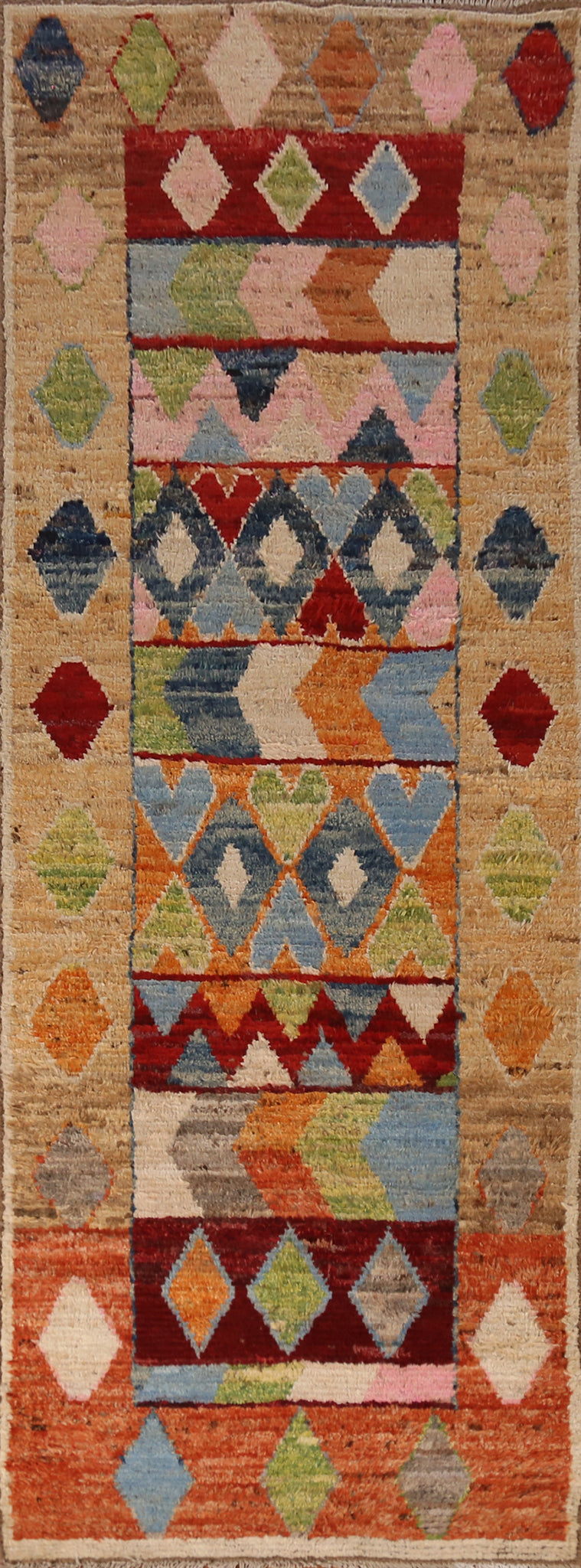 Geometric Wool Moroccan Oriental Runner Rug 3x10