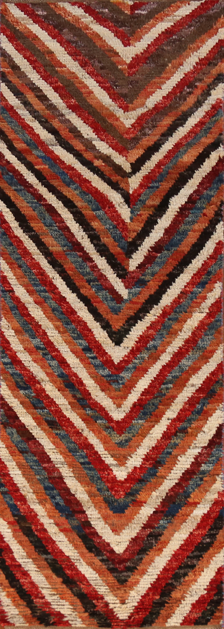 Chevron Style Wool Moroccan Oriental Runner Rug 2x10