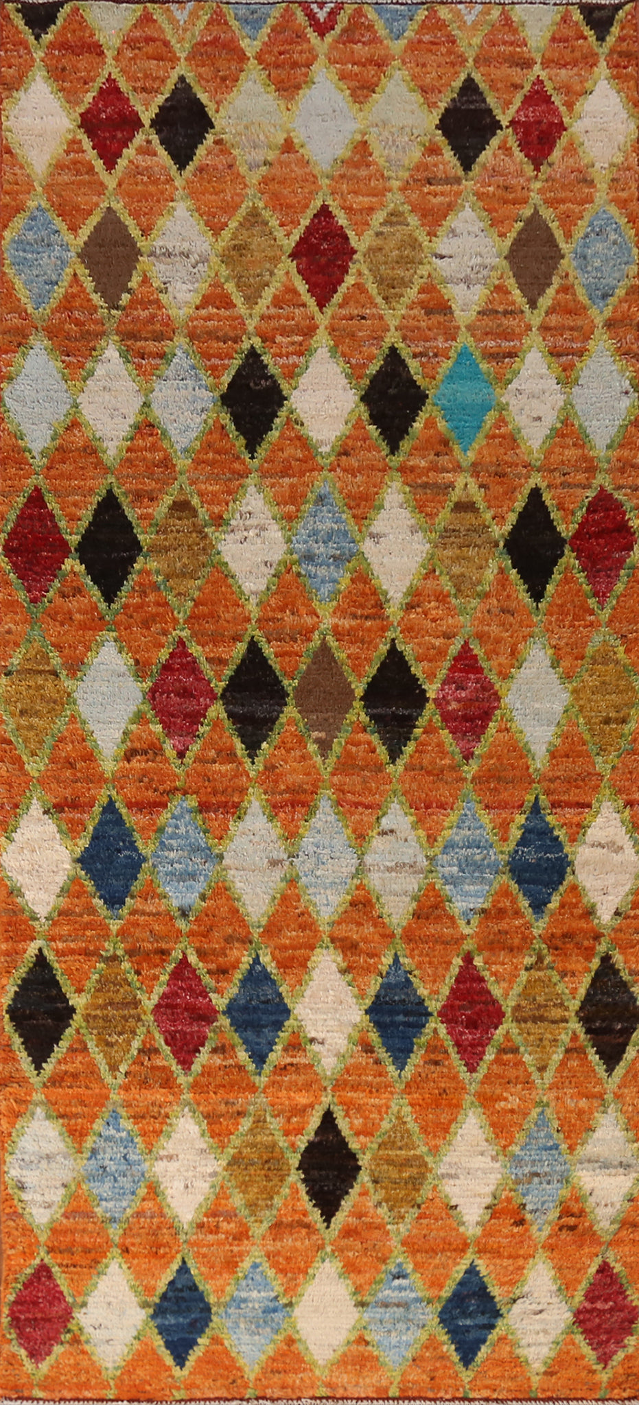 Trellis Wool Moroccan Oriental Runner Rug 4x10