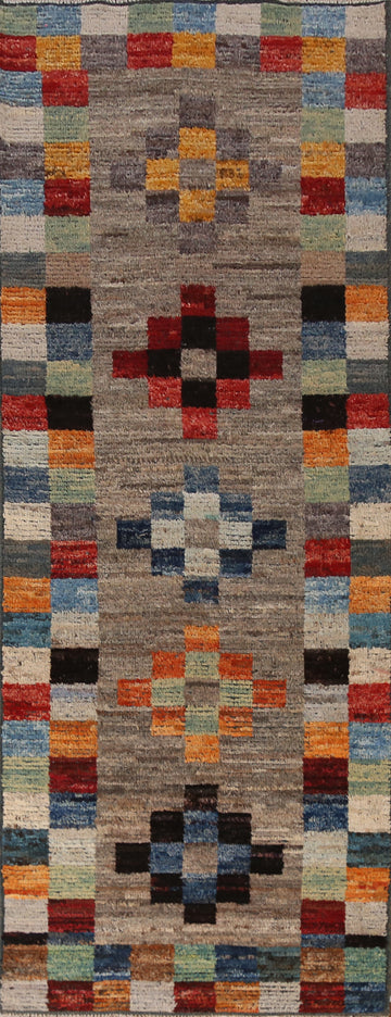 Checkered Wool Moroccan Oriental Runner Rug 3x10