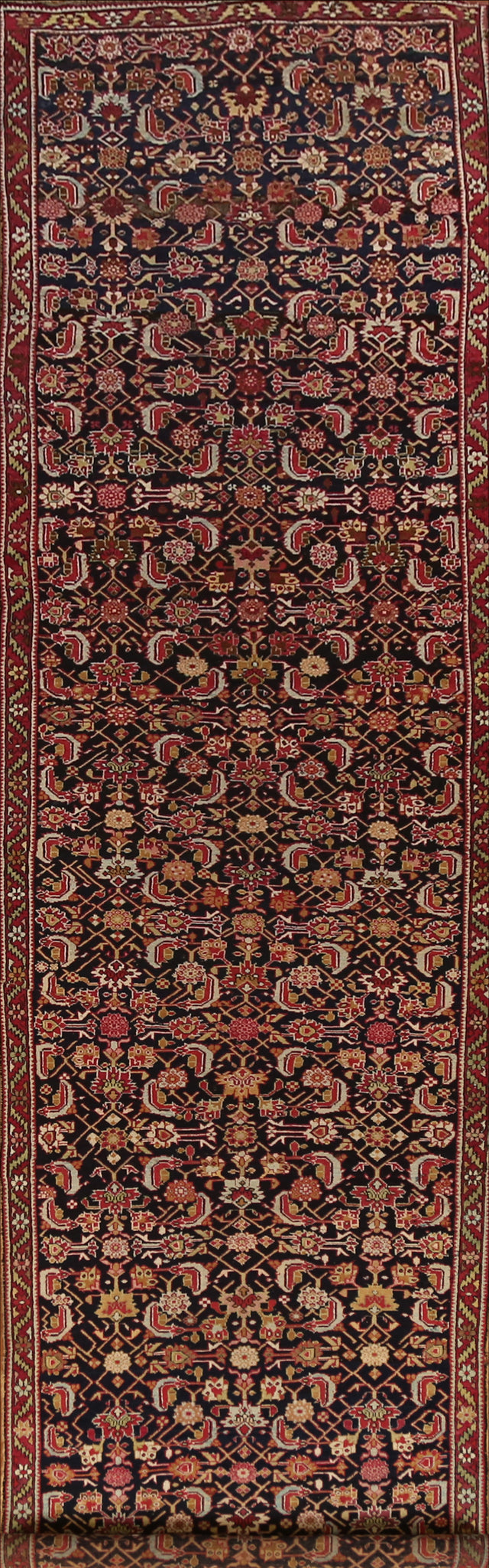 Pre-1900 Vegetable Dye Karabagh Persian Runner Rug 4x20