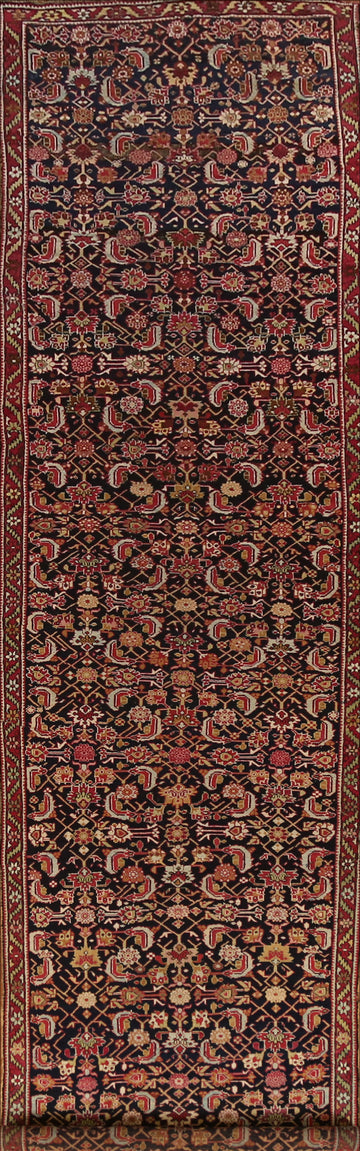 Pre-1900 Vegetable Dye Karabagh Persian Runner Rug 4x20