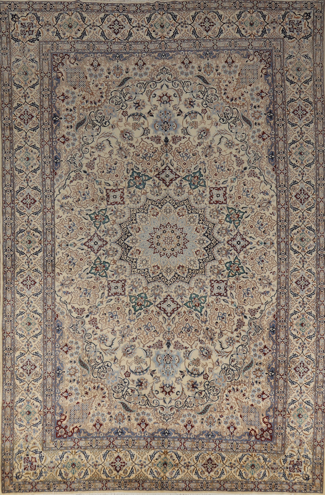 Wool & Silk Vegetable Dye Nain Persian Area Rug 10x13