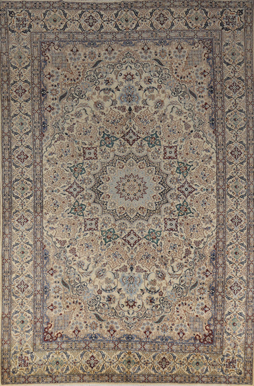 Wool & Silk Vegetable Dye Nain Persian Area Rug 10x13