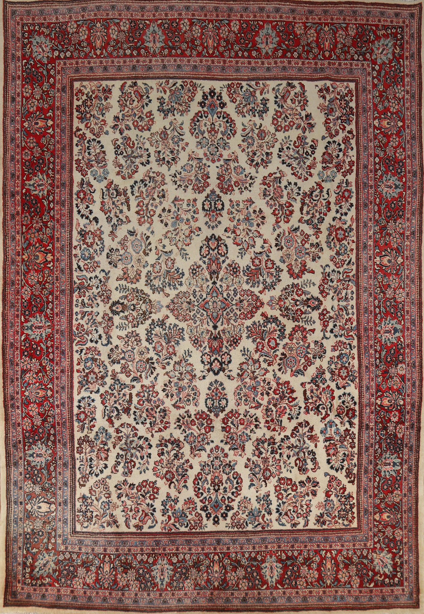 Vintage Floral Sarouk Persian Area Rug 9x12